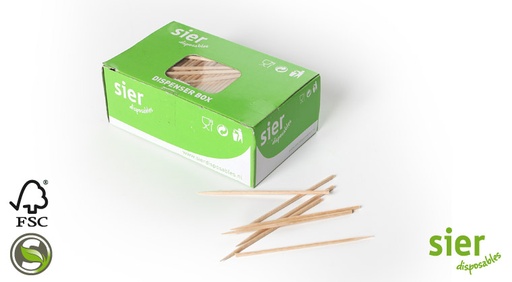 [W2227] Piques Cocktail En Bois 65Mm Sier 100 pcs 